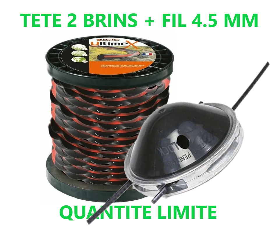 TETE 2 BRINS SPEED TOUT ALU + BOBINE OLEO-MAC ULTIMEX 4.5 MM